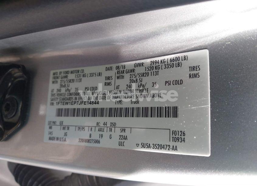 Photo 9 of 2018 Ford F-150 XL (VIN 1FTEW1EP7JFE14844)