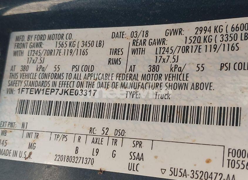 Photo 9 of 2018 Ford F-150 XLT (VIN 1FTEW1EP7JKE03317)