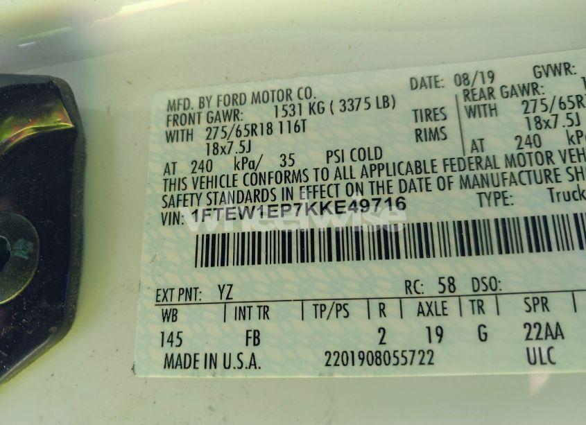 Photo 9 of 2019 Ford F-150 XLT (VIN 1FTEW1EP7KKE49716)