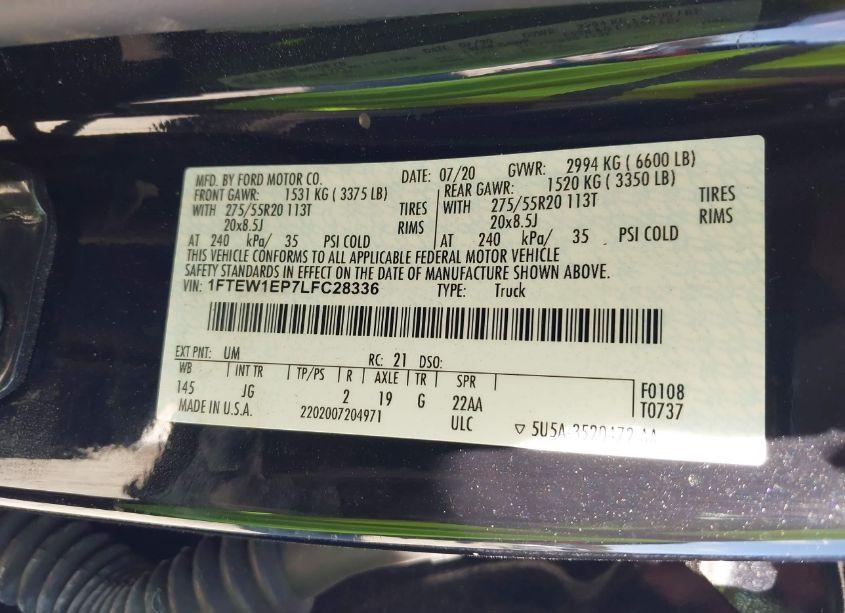 Photo 9 of 2020 Ford F-150 XL (VIN 1FTEW1EP7LFC28336)