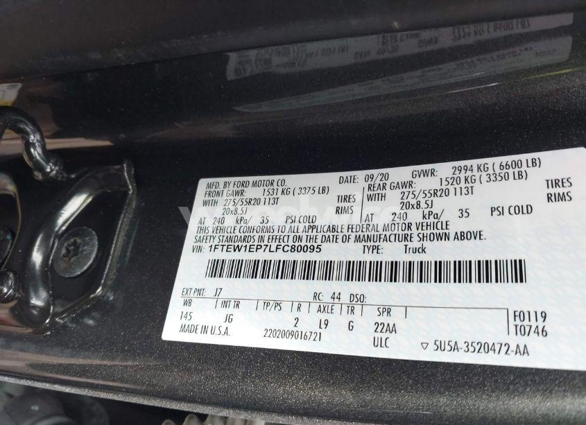 Photo 9 of 2020 Ford F-150 XL (VIN 1FTEW1EP7LFC80095)