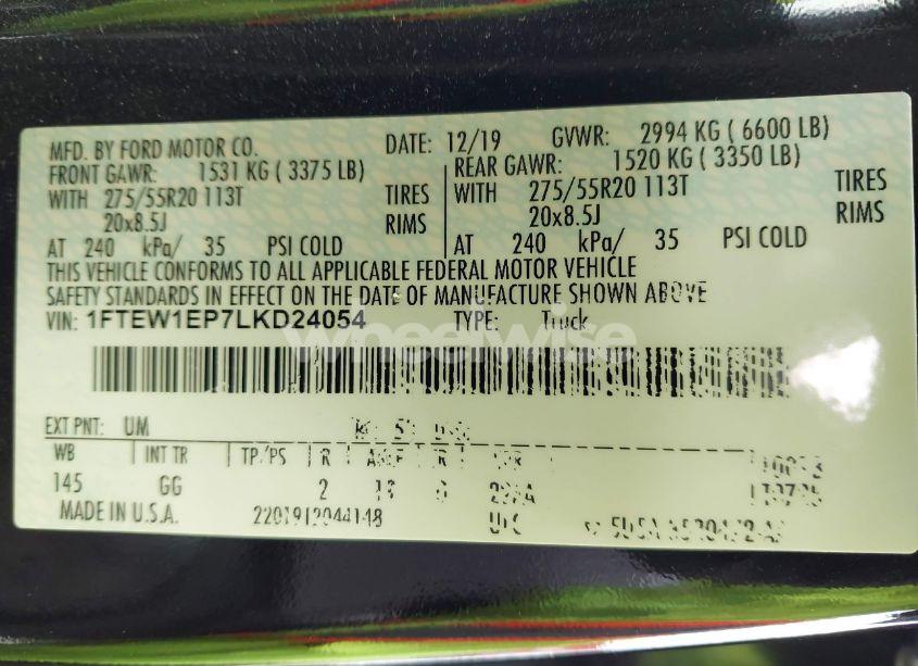 Photo 9 of 2020 Ford F-150 XL (VIN 1FTEW1EP7LKD24054)