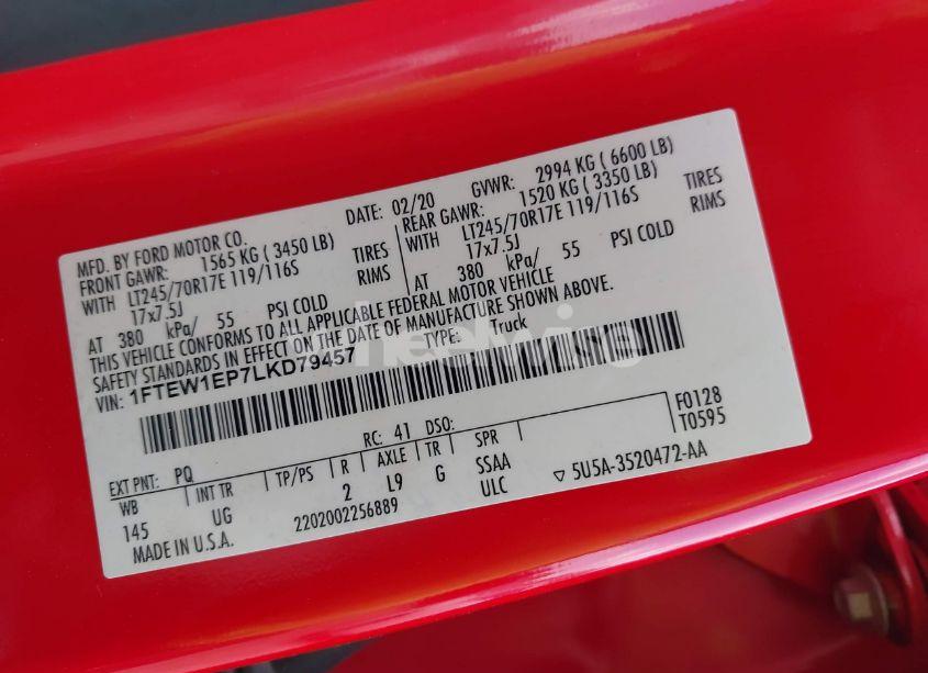 Photo 9 of 2020 Ford F-150 XLT (VIN 1FTEW1EP7LKD79457)