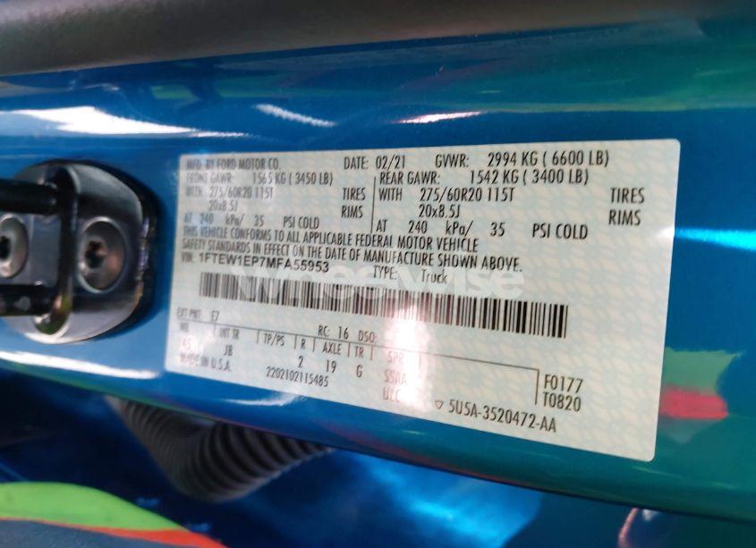 Photo 9 of 2021 Ford F-150 XL (VIN 1FTEW1EP7MFA55953)