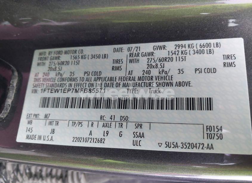 Photo 9 of 2021 Ford F-150 XL (VIN 1FTEW1EP7MFB85571)