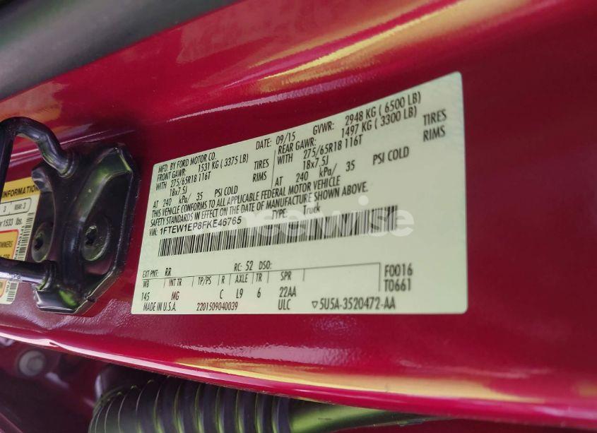 Photo 9 of 2015 Ford F-150 XLT (VIN 1FTEW1EP8FKE46765)