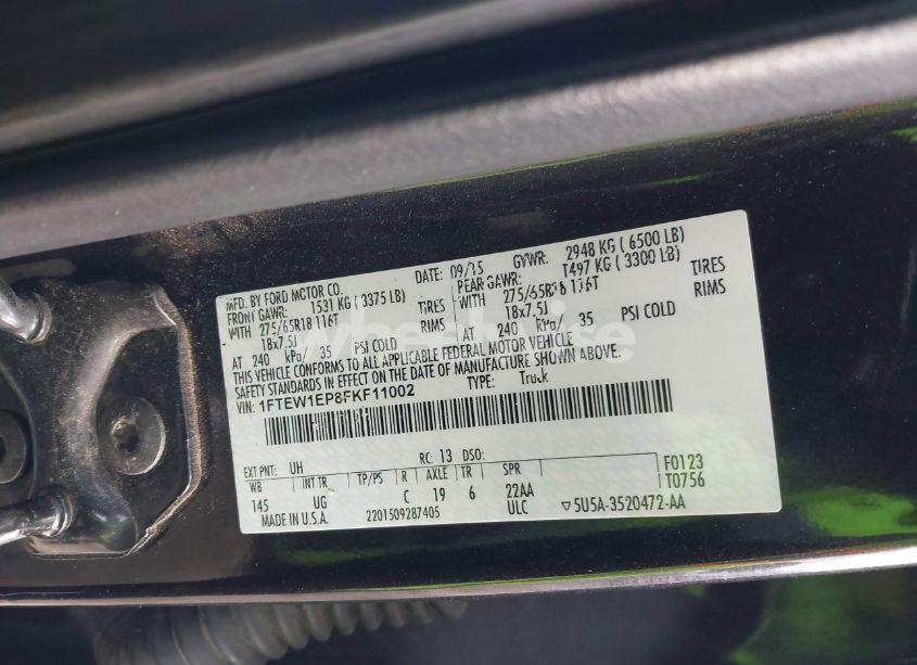 Photo 9 of 2015 Ford F-150 XLT (VIN 1FTEW1EP8FKF11002)