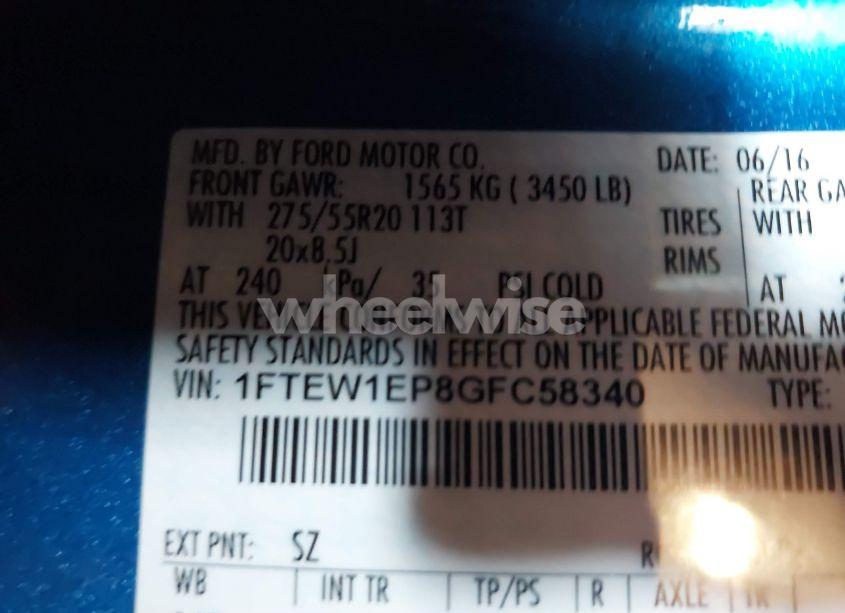 Photo 9 of 2016 Ford F-150 XLT (VIN 1FTEW1EP8GFC58340)