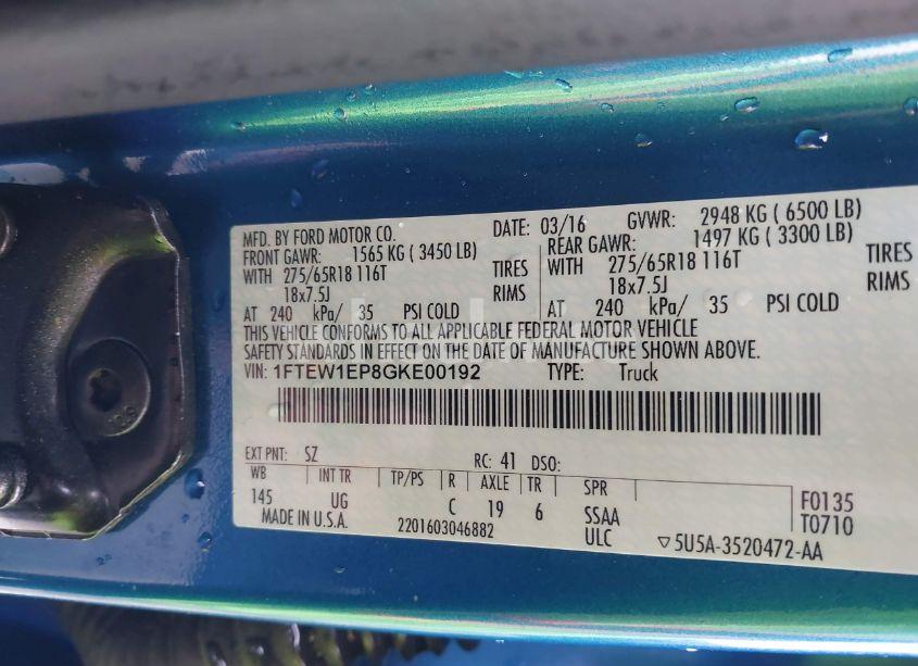 Photo 9 of 2016 Ford F-150 XLT (VIN 1FTEW1EP8GKE00192)