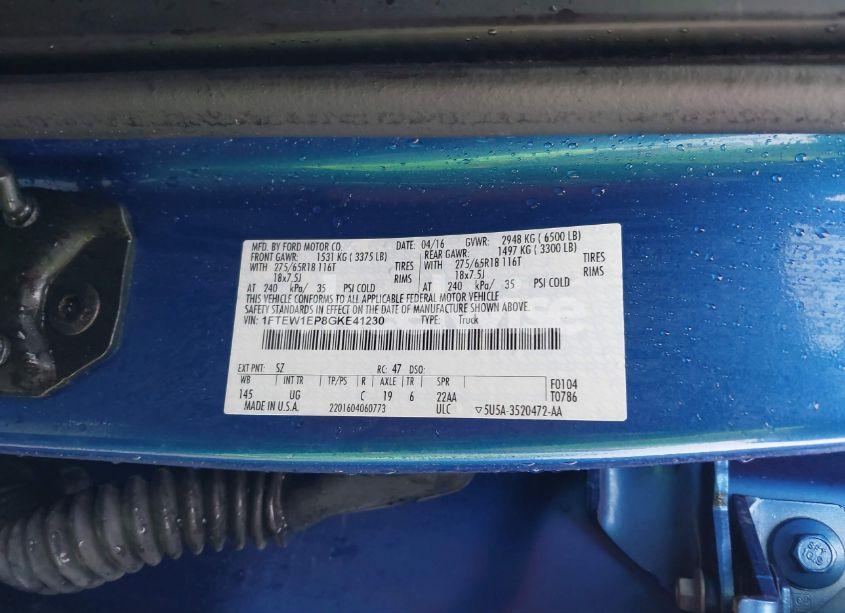 Photo 9 of 2016 Ford F-150 XLT (VIN 1FTEW1EP8GKE41230)