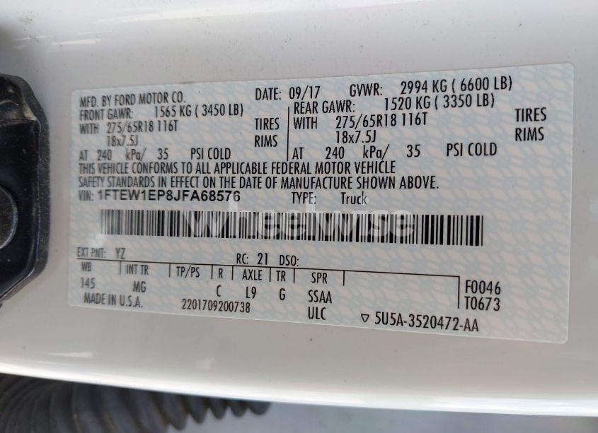 Photo 9 of 2018 Ford F-150 XLT (VIN 1FTEW1EP8JFA68576)