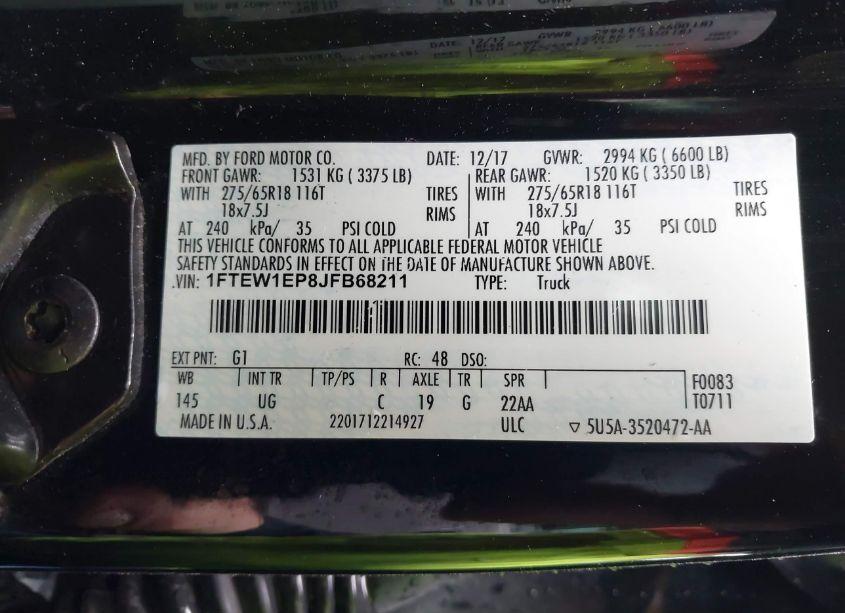 Photo 9 of 2018 Ford F-150 XLT (VIN 1FTEW1EP8JFB68211)