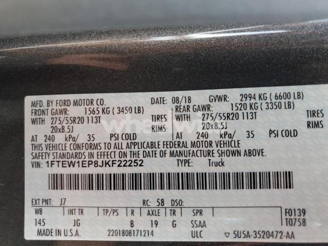 Photo 7 of 2018 FORD F150 SUPERCREW (VIN 1FTEW1EP8JKF22252)