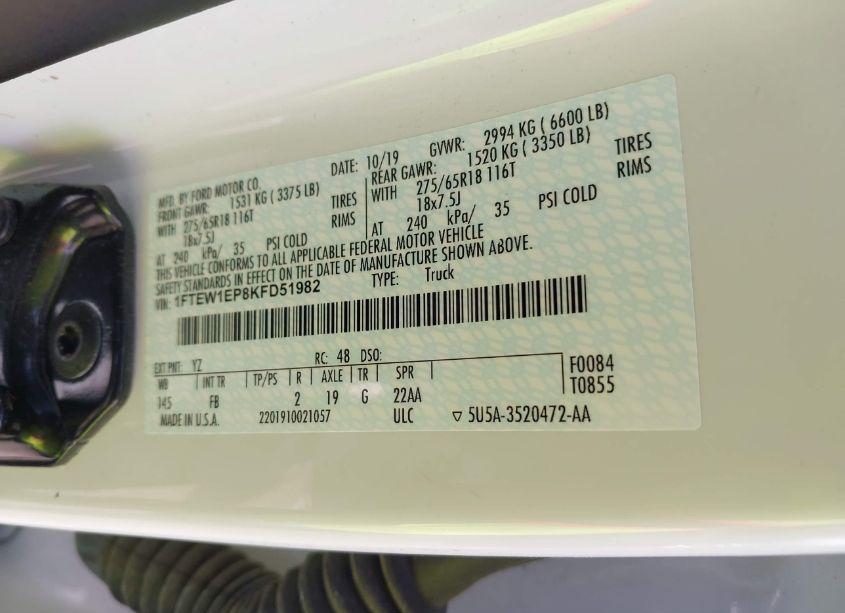 Photo 9 of 2019 Ford F-150 XLT (VIN 1FTEW1EP8KFD51982)