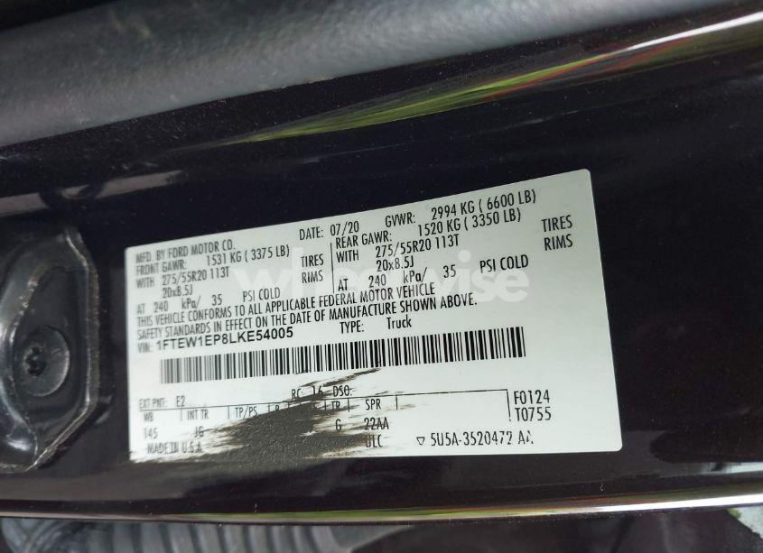 Photo 9 of 2020 Ford F-150 XL (VIN 1FTEW1EP8LKE54005)