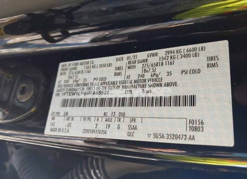 Photo 9 of 2021 Ford F-150 XLT (VIN 1FTEW1EP8MFA65522)