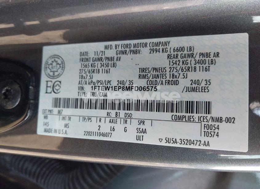 Photo 9 of 2021 Ford F-150 XLT (VIN 1FTEW1EP8MFD06575)