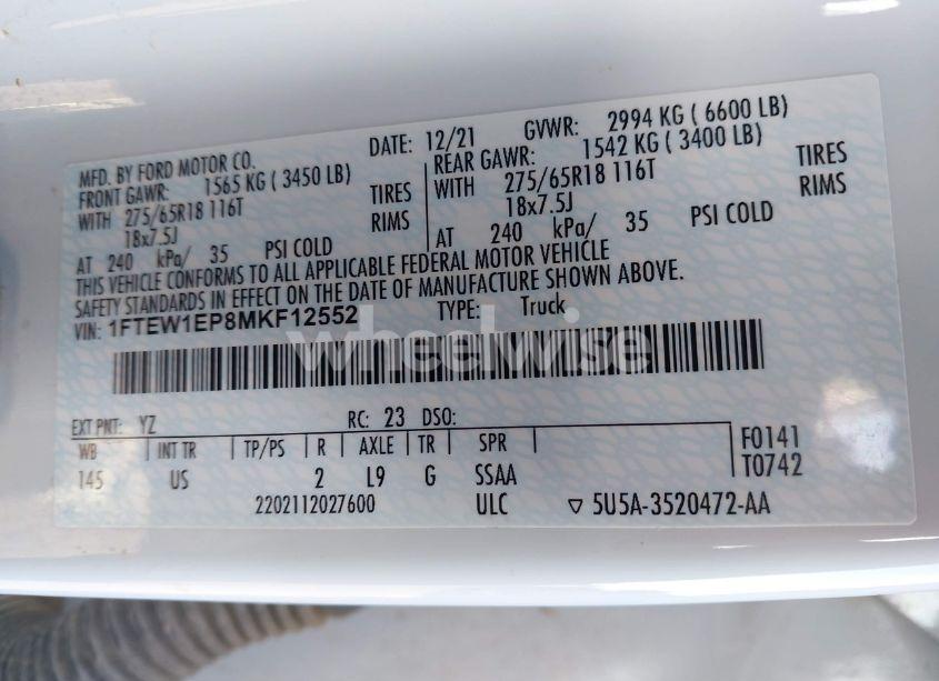 Photo 9 of 2021 Ford F-150 XLT (VIN 1FTEW1EP8MKF12552)