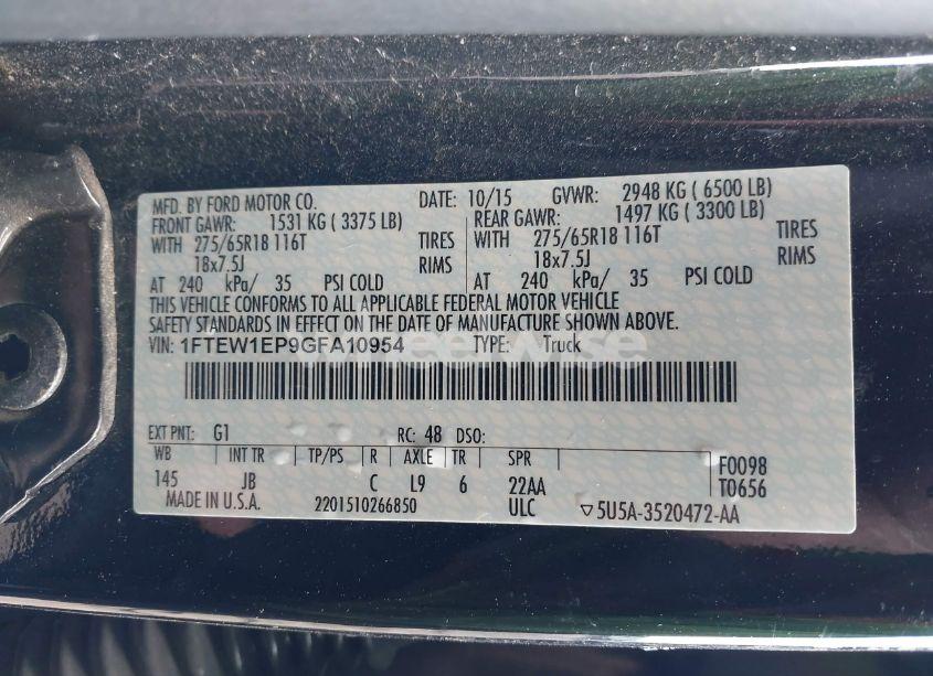 Photo 9 of 2016 Ford F-150 XLT (VIN 1FTEW1EP9GFA10954)