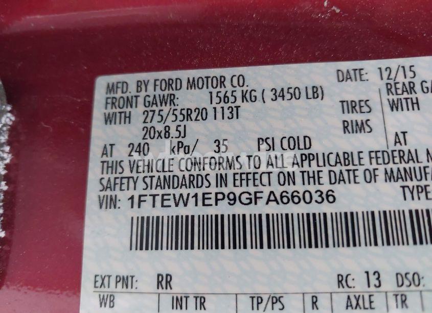 Photo 9 of 2016 Ford F-150 XLT (VIN 1FTEW1EP9GFA66036)