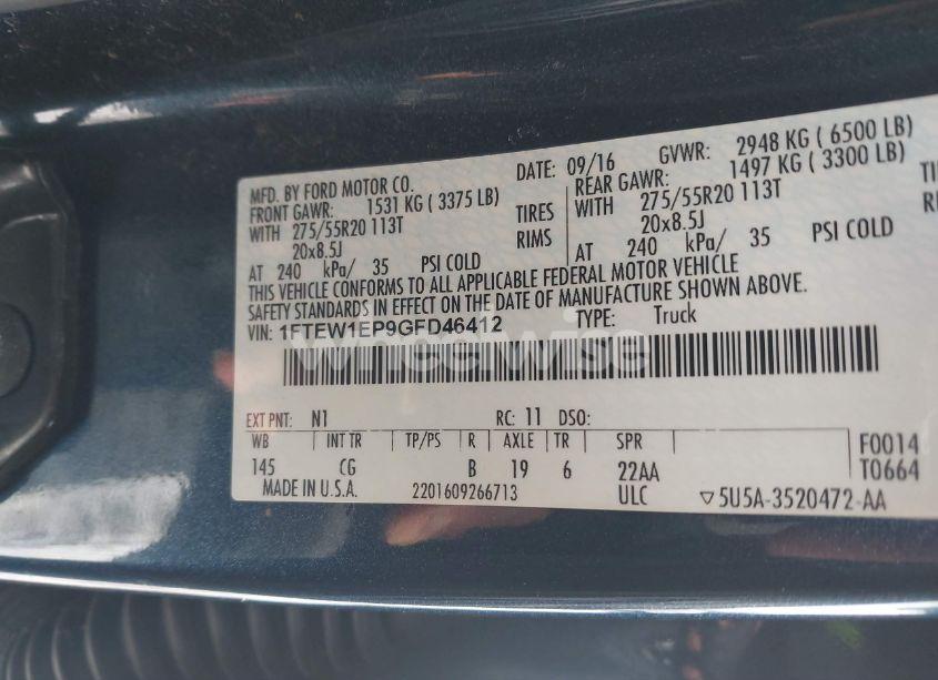 Photo 9 of 2016 Ford F-150 XL (VIN 1FTEW1EP9GFD46412)