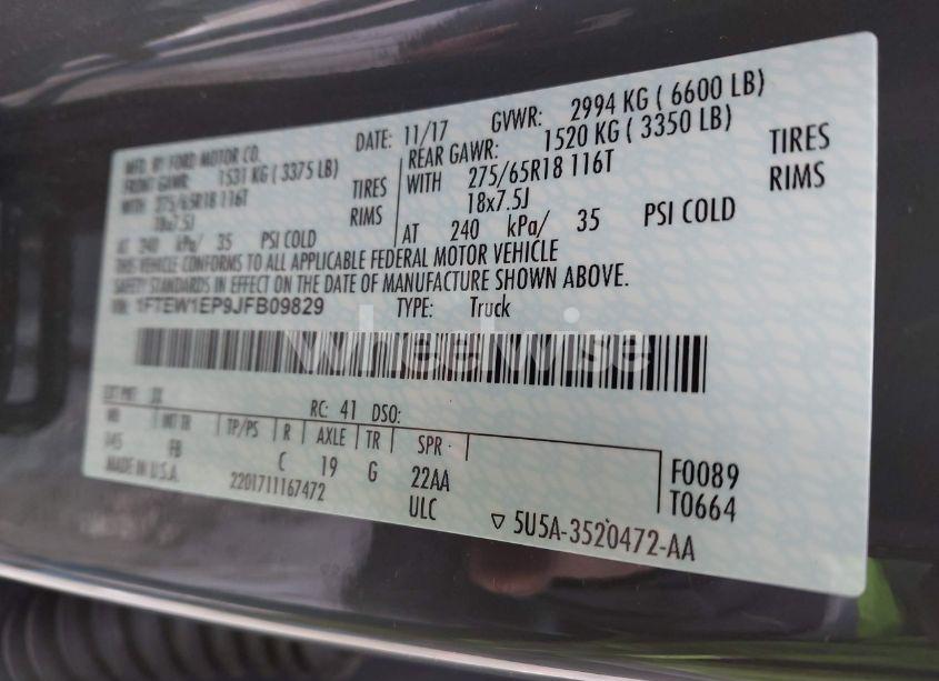 Photo 9 of 2018 Ford F-150 XLT (VIN 1FTEW1EP9JFB09829)