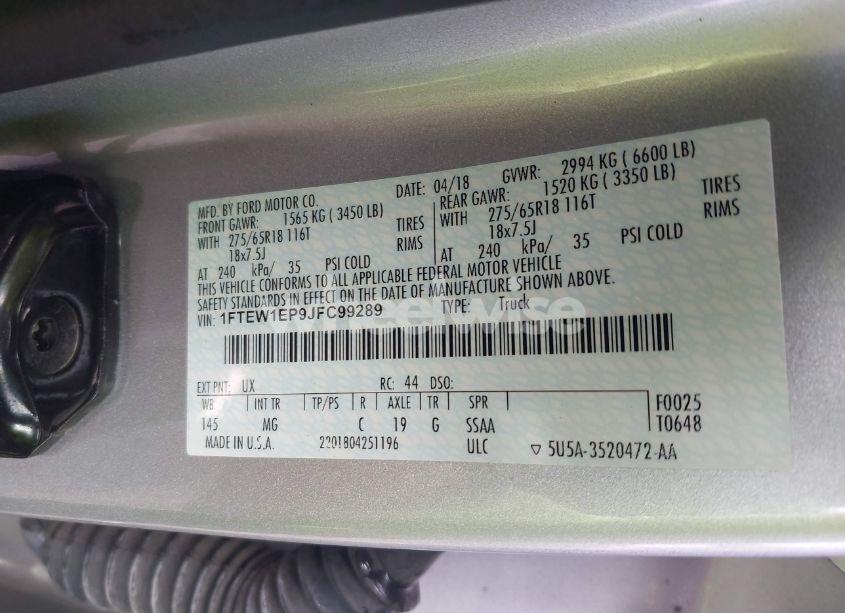 Photo 9 of 2018 Ford F-150 XLT (VIN 1FTEW1EP9JFC99289)