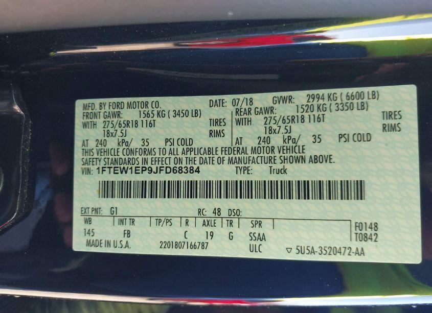 Photo 9 of 2018 Ford F-150 XLT (VIN 1FTEW1EP9JFD68384)