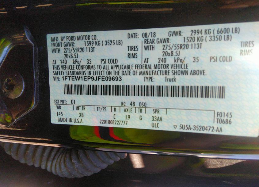 Photo 9 of 2018 Ford F-150 XLT (VIN 1FTEW1EP9JFE09693)