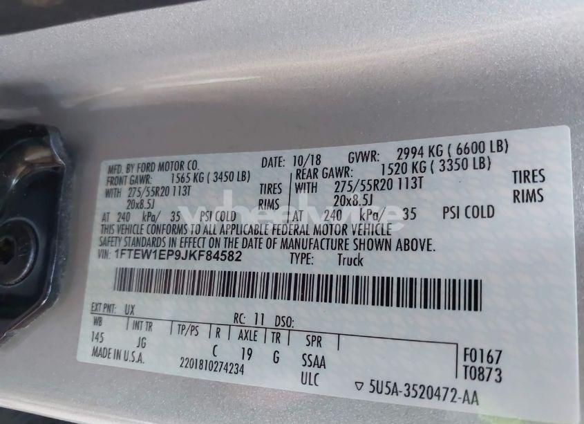 Photo 9 of 2018 Ford F-150 XL (VIN 1FTEW1EP9JKF84582)