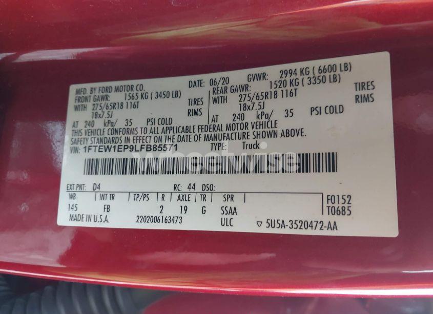 Photo 9 of 2020 Ford F-150 XLT (VIN 1FTEW1EP9LFB85571)