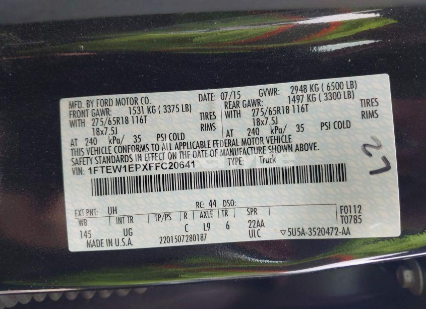 Photo 9 of 2015 Ford F-150 XLT (VIN 1FTEW1EPXFFC20641)