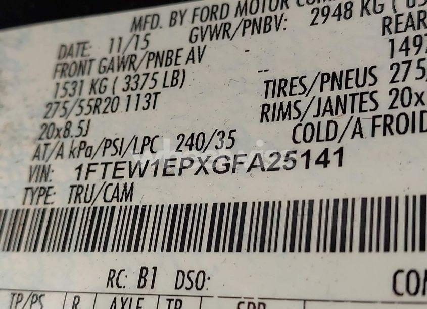 Photo 9 of 2016 Ford F-150 XLT (VIN 1FTEW1EPXGFA25141)