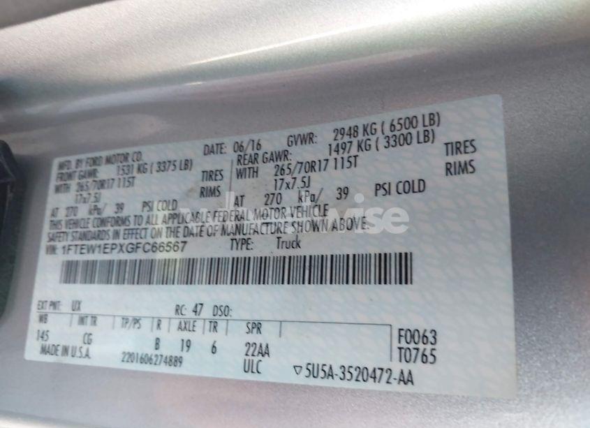 Photo 9 of 2016 Ford F-150 XL (VIN 1FTEW1EPXGFC66567)
