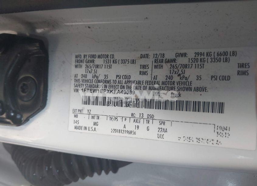 Photo 9 of 2019 Ford F-150 XLT (VIN 1FTEW1EPXKFA49089)