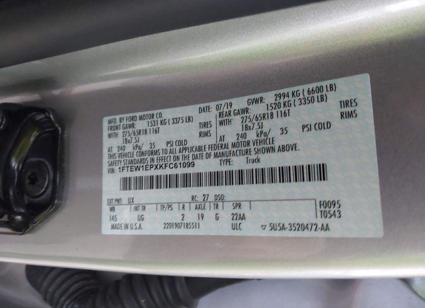 Photo 9 of 2019 Ford F-150 XLT (VIN 1FTEW1EPXKFC61099)