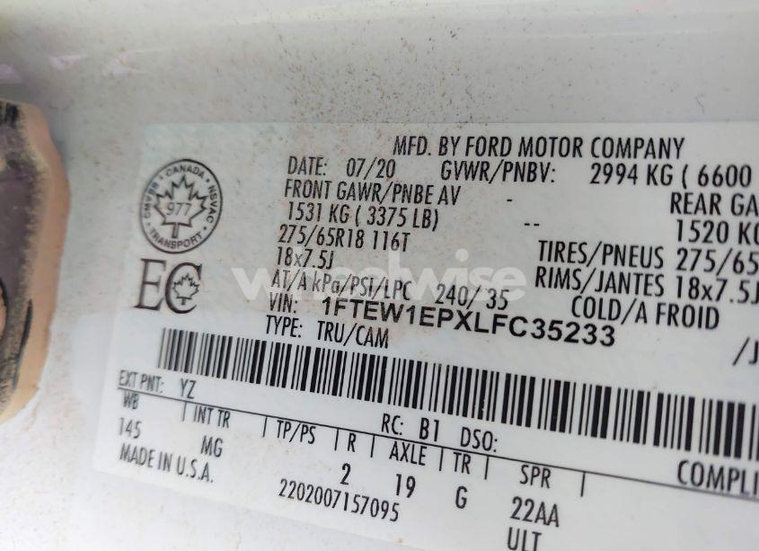 Photo 9 of 2020 Ford F-150 XLT (VIN 1FTEW1EPXLFC35233)