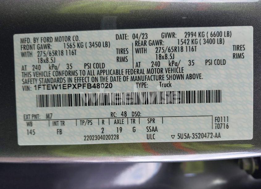 Photo 9 of 2023 Ford F-150 XLT (VIN 1FTEW1EPXPFB48020)