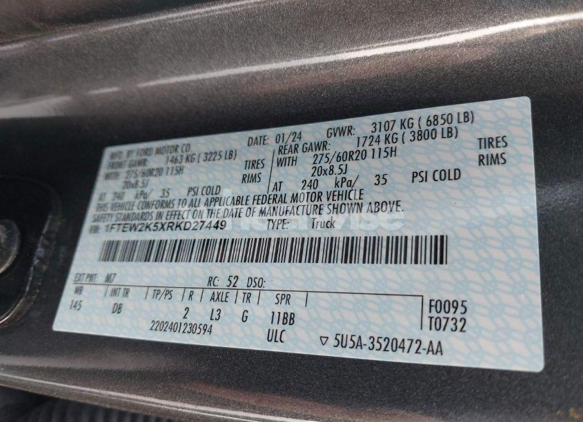 Photo 9 of 2024 Ford F-150 STX (VIN 1FTEW2K5XRKD27449)