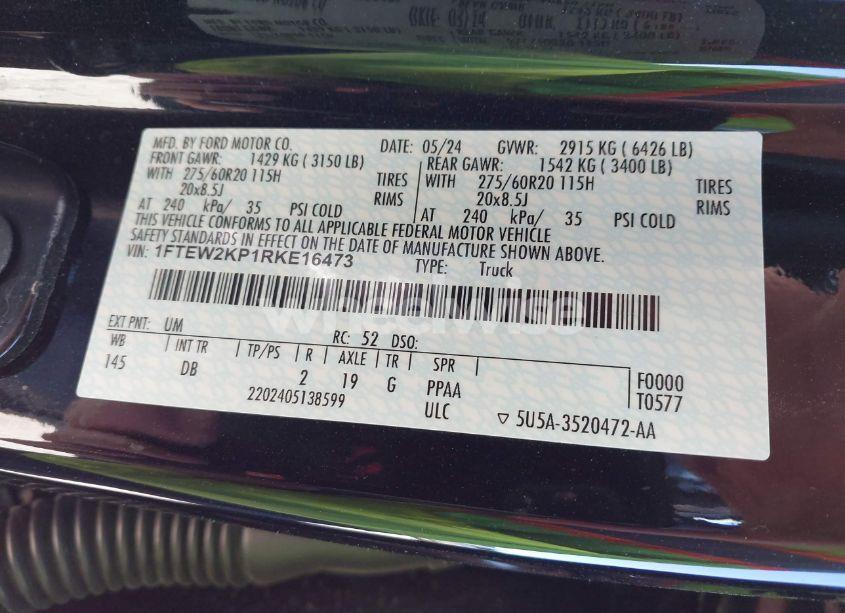 Photo 9 of 2024 Ford F-150 STX (VIN 1FTEW2KP1RKE16473)