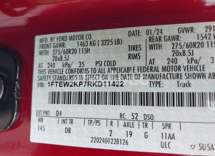 Photo 9 of 2024 Ford F-150 STX (VIN 1FTEW2KP7RKD11422)