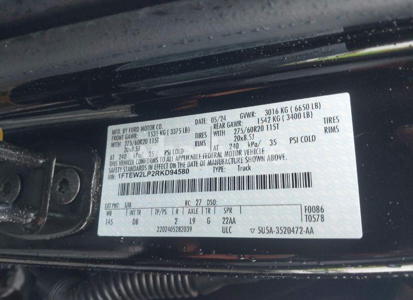 Photo 9 of 2024 Ford F-150 STX (VIN 1FTEW2LP2RKD94580)