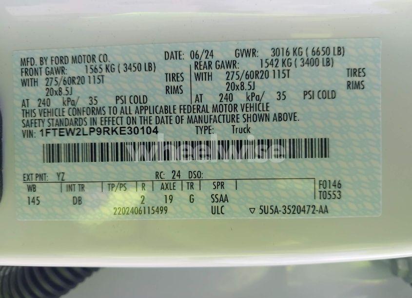 Photo 9 of 2024 Ford F-150 STX (VIN 1FTEW2LP9RKE30104)