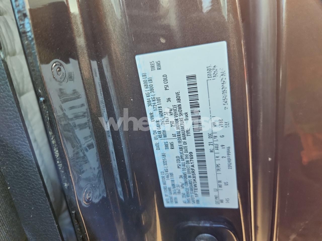 Photo 13 of 2024 FORD F150 XLT (VIN 1FTEW3K85RFA17699)