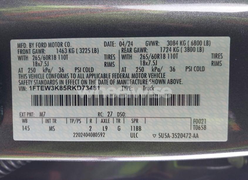 Photo 9 of 2024 Ford F-150 XLT (VIN 1FTEW3K85RKD73481)