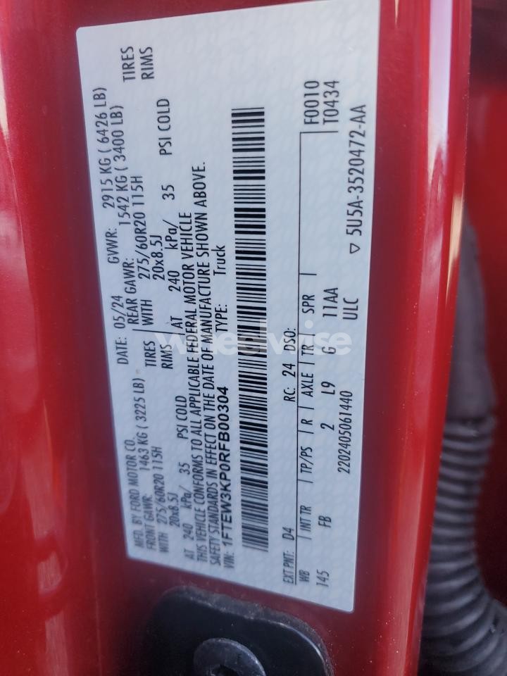 Photo 12 of 2024 FORD F150 XLT (VIN 1FTEW3KP0RFB00304)