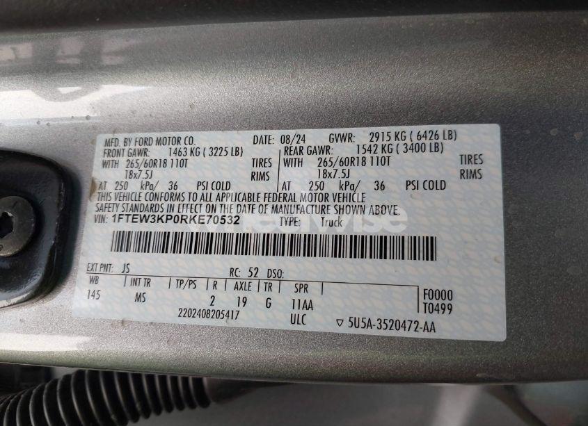 Photo 9 of 2024 Ford F-150 XLT (VIN 1FTEW3KP0RKE70532)