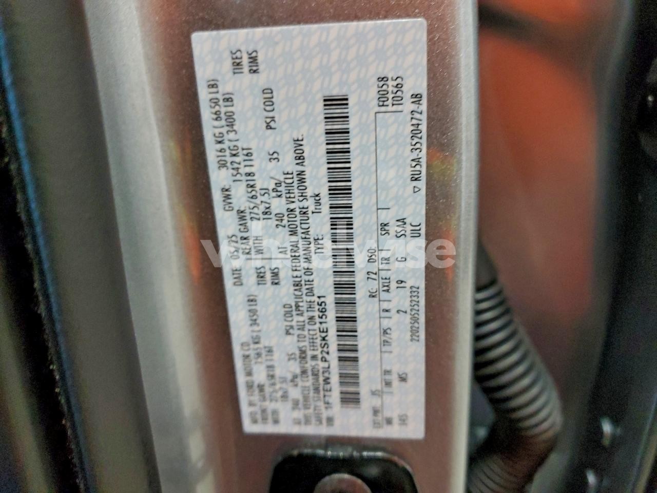 Photo 12 of 2025 FORD F150 XLT (VIN 1FTEW3LP2SKE15651)