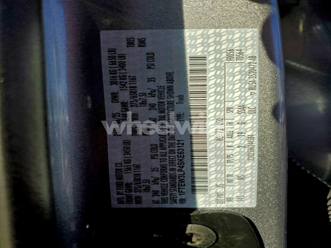 Photo 12 of 2025 FORD F150 XLT (VIN 1FTEW3LP4SKE63121)