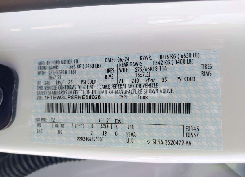 Photo 9 of 2024 Ford F-150 XLT (VIN 1FTEW3LP8RKE58028)